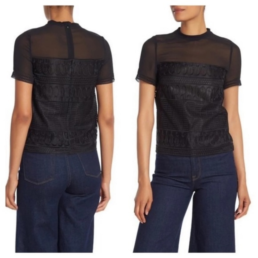 ALLSAINTS – Charlton Short Sleeve Blouse, size 00 US in black.